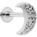 16G 5/16 Clear CZ Gem Crescent Moon Labret Monroe Tragus