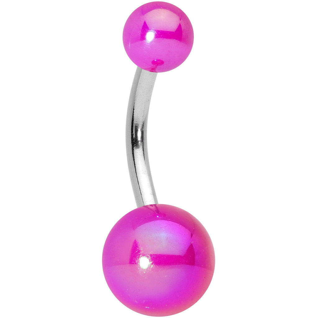 Clear Aurora Gem Pearlescent Purple Belly Ring Set of 3