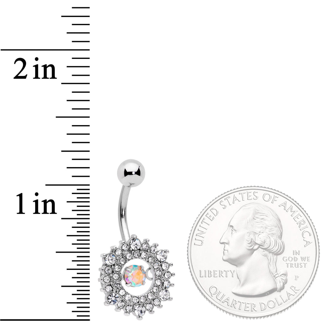 Clear Aurora Gem Pearlescent Purple Belly Ring Set of 3
