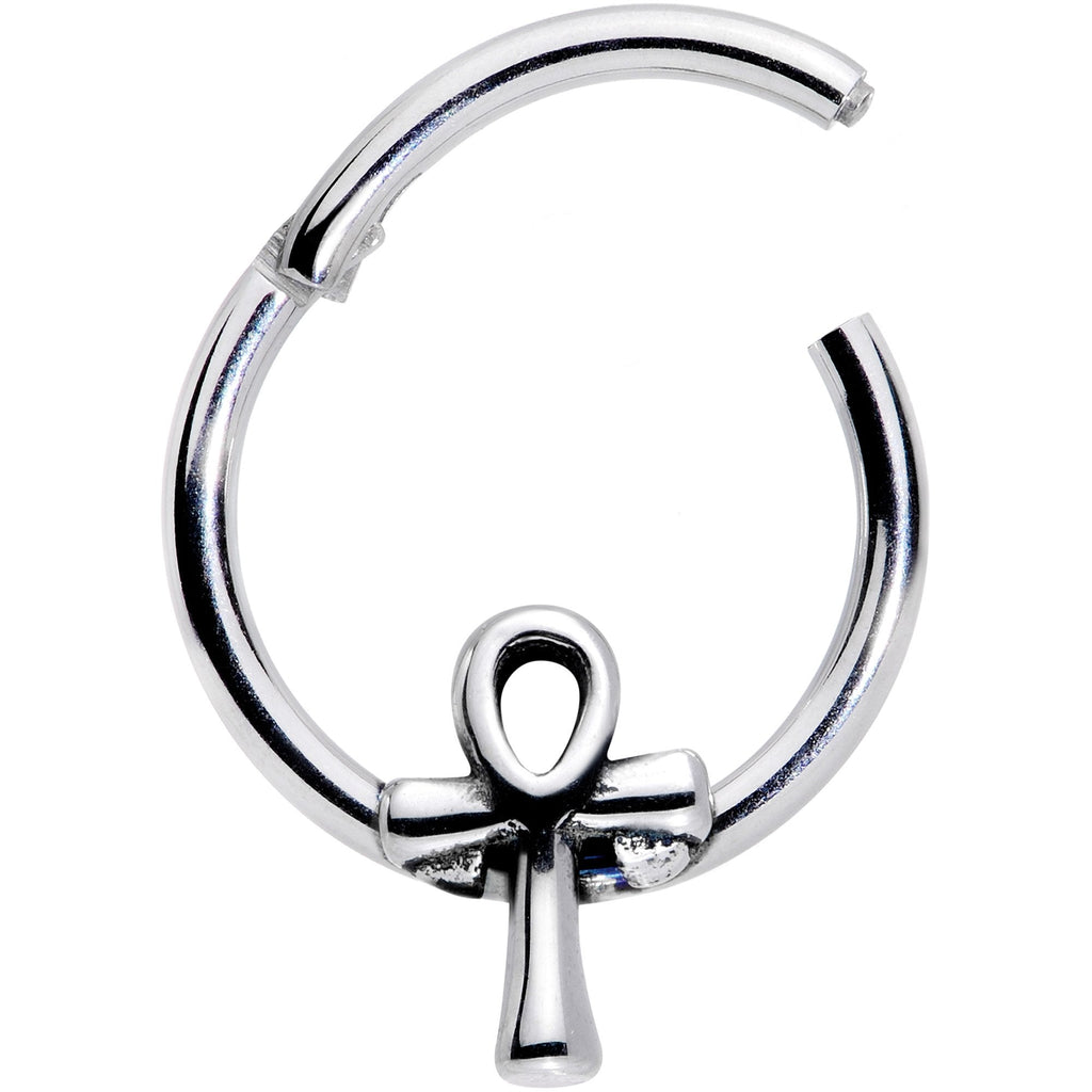 16G 3/8 Egyptian Ankh Hinged Segment Ring