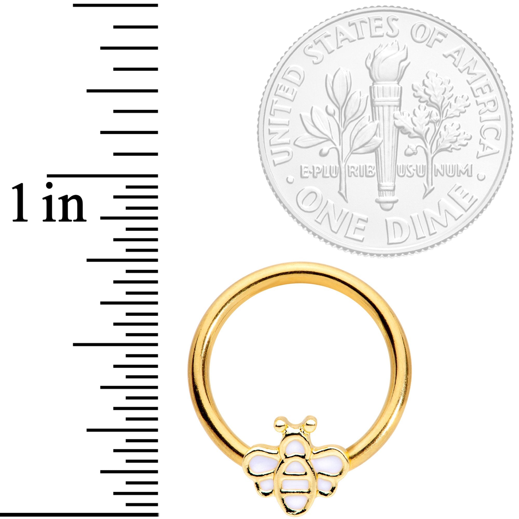 14G 1/2 Gold Tone Bumble Bee BCR Captive Nipple Ring Set