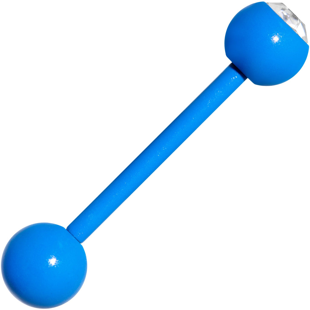 Clear Gem Blue Glow in the Dark Barbell Tongue Ring
