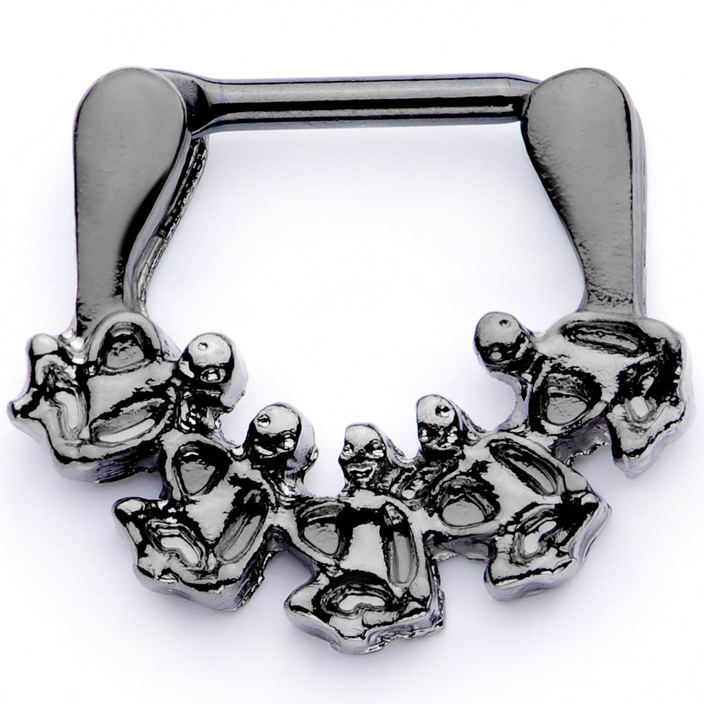 16G 5/16 Black Scary Skeletons Halloween Septum Clicker