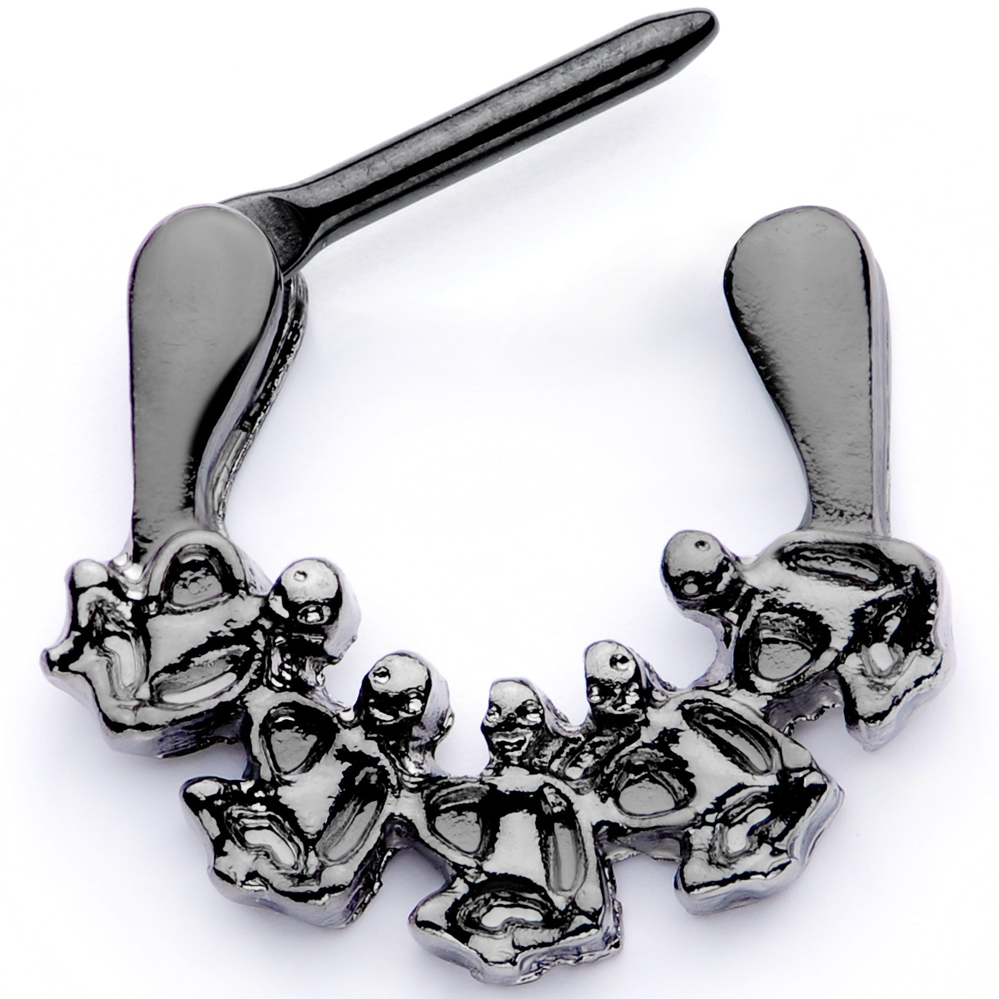 16G 5/16 Black Scary Skeletons Halloween Septum Clicker