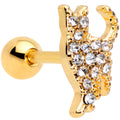 16G 1/4 Clear Gem Gold Tone Glamourpuss Cat Cartilage Earring