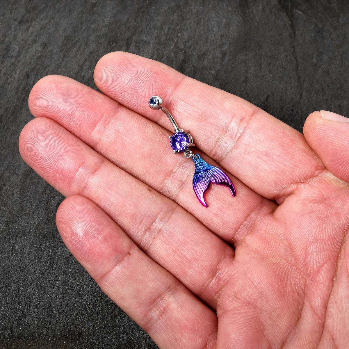 Purple Gem Aqua Pink Mermaid Scale Tail Dangle Belly Ring