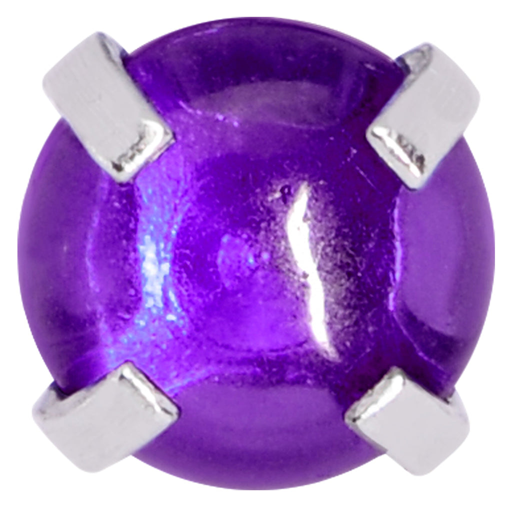 16G 1/4 Purple CZ Gem Smooth Hemisphere Cartilage Tragus Earring