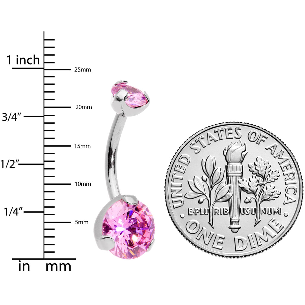 Pink CZ Gem Grade 23 Titanium Internally Threaded Belly Ring