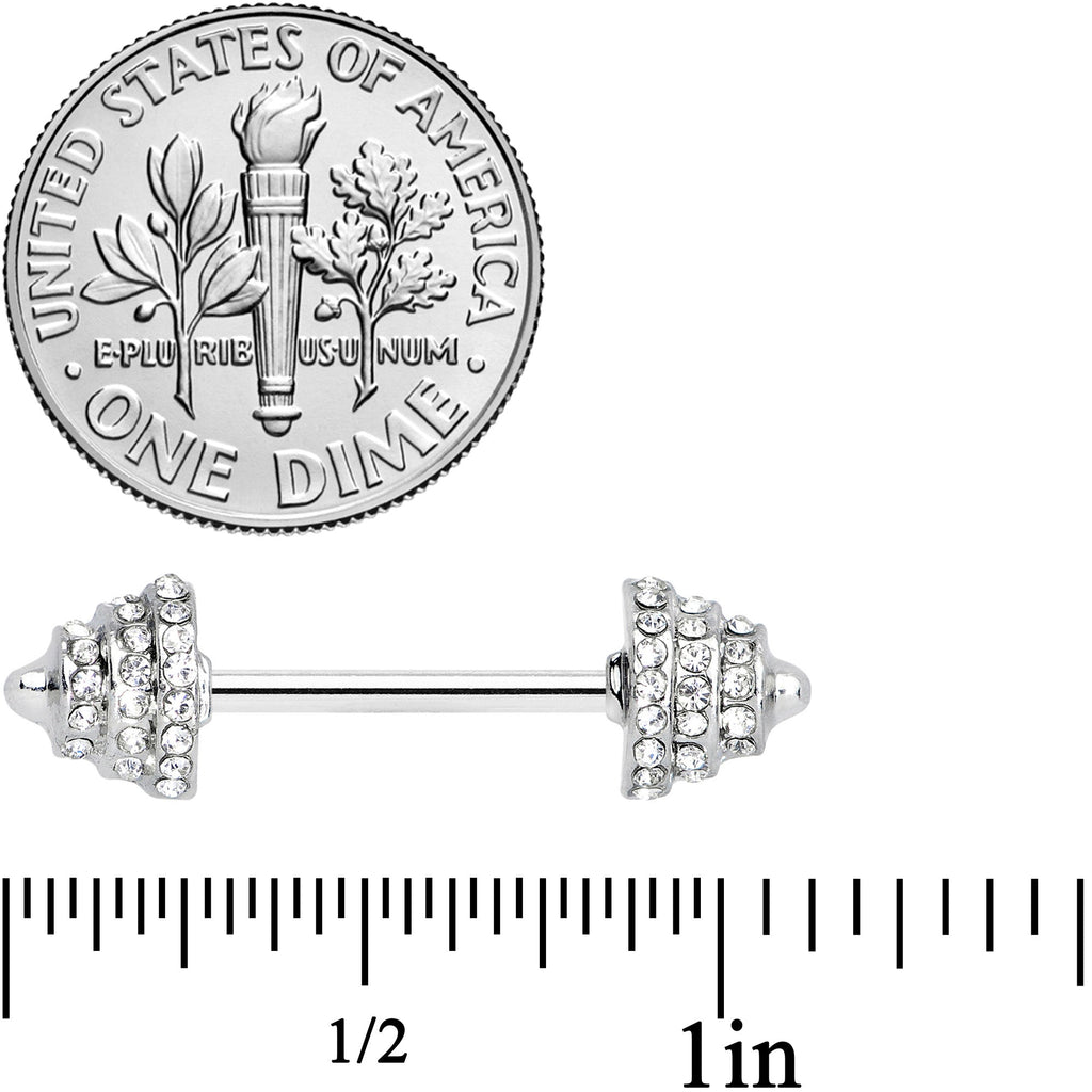 14G 9/16 Clear Gem Weightlifting Barbell Nipple Ring Set