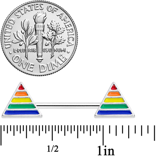 14G 9/16 Rainbow Pride Triangle Barbell Nipple Ring Set