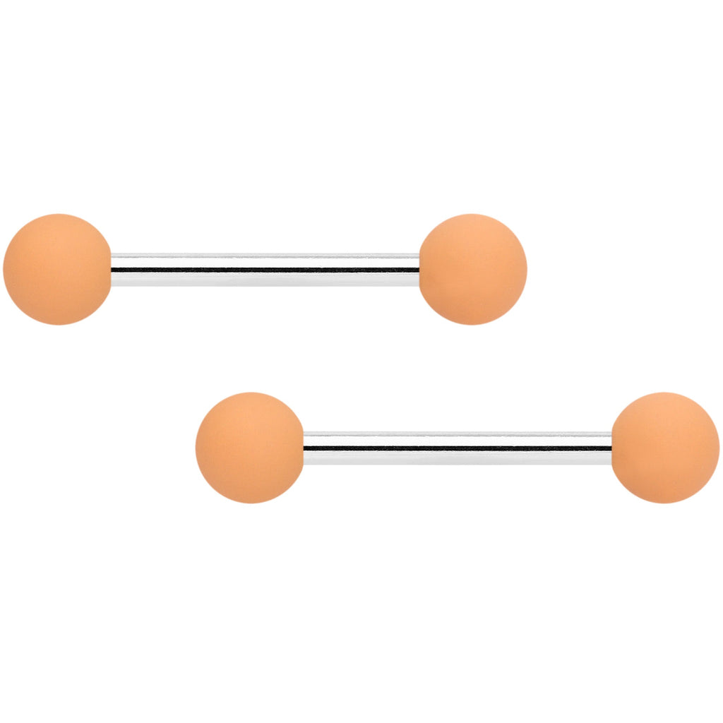 14G 9/16 Tan Matte Barbell Nipple Ring Set
