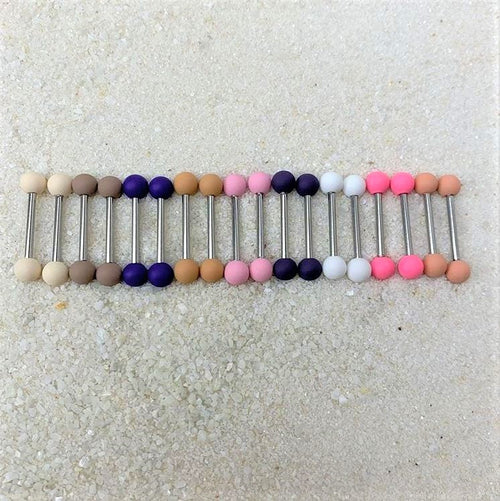 14G 9/16 Dark Purple Matte Barbell Nipple Ring Set