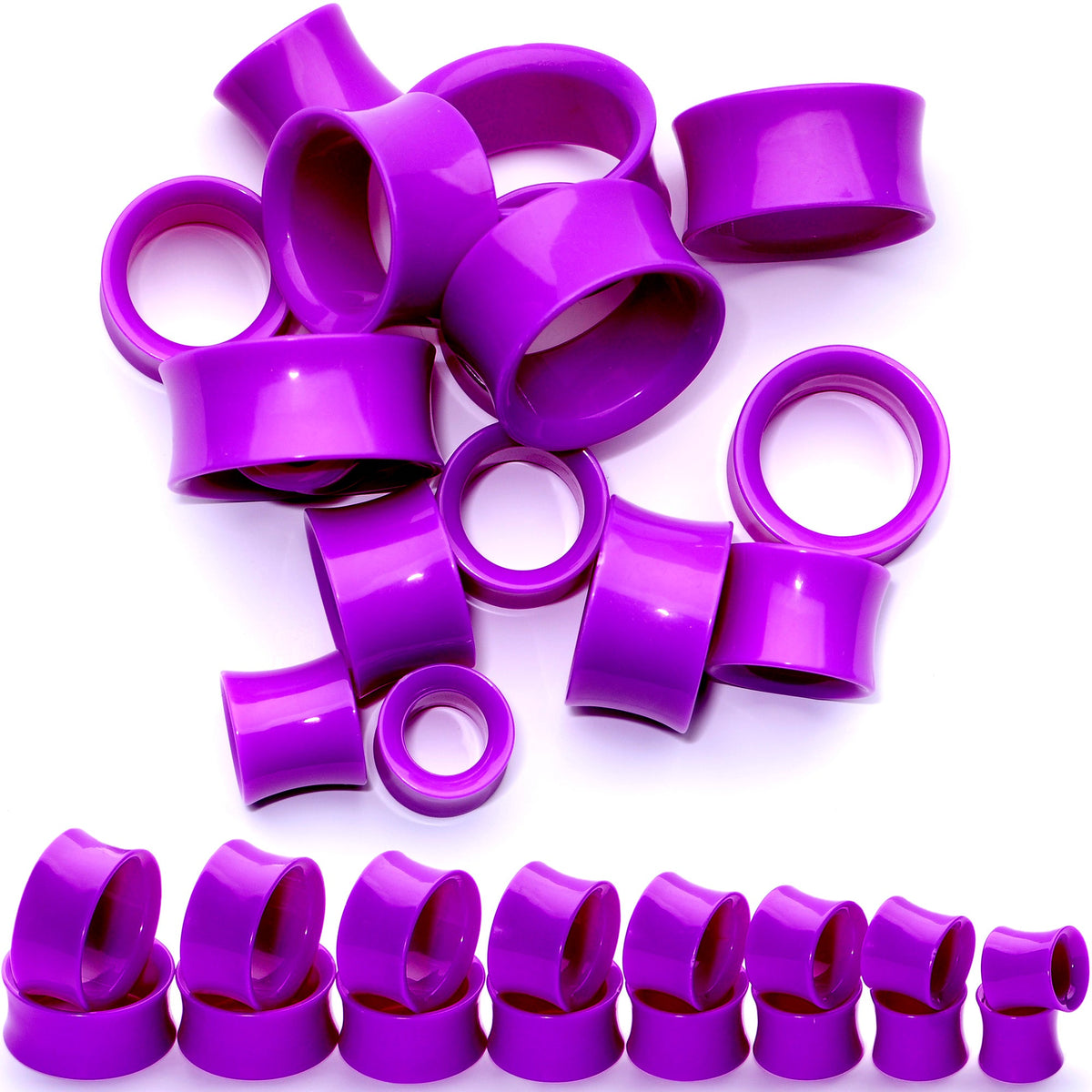 Purple Acrylic UV Saddle Tunnel Plug Set 12mm to 26mm