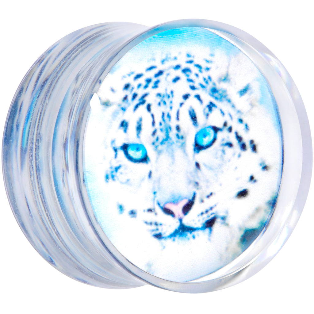 Clear Blue Acrylic Animal Cheetah Saddle Plug Set 2G to 1 Inch