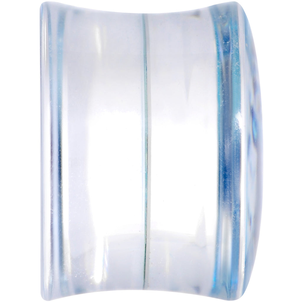 Clear Blue Acrylic Animal Cheetah Saddle Plug Set 2G to 1 Inch