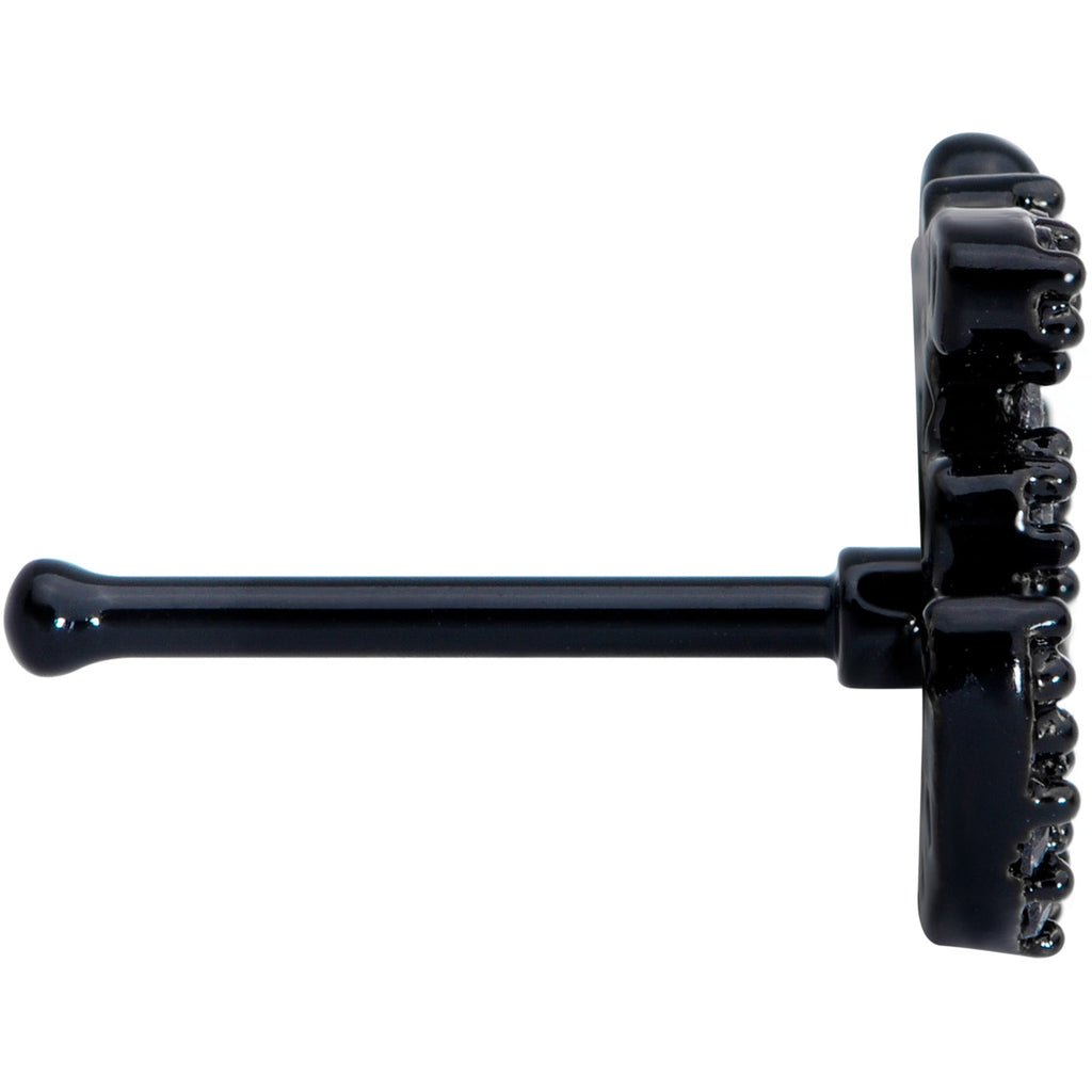 20G 1/4 Clear CZ Gem Black Amazing Om Nose Bone
