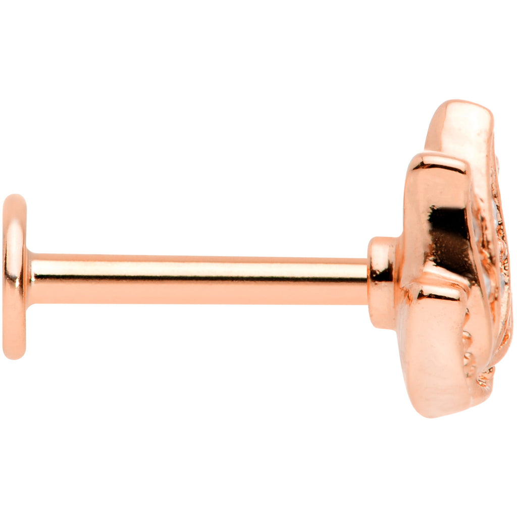 16G 5/16 Clear Gem Rose Gold Tone Lotus Labret Monroe Tragus