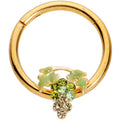 16G 3/8 Green Gem Gold Tone Bunch of Grapes Septum Ring