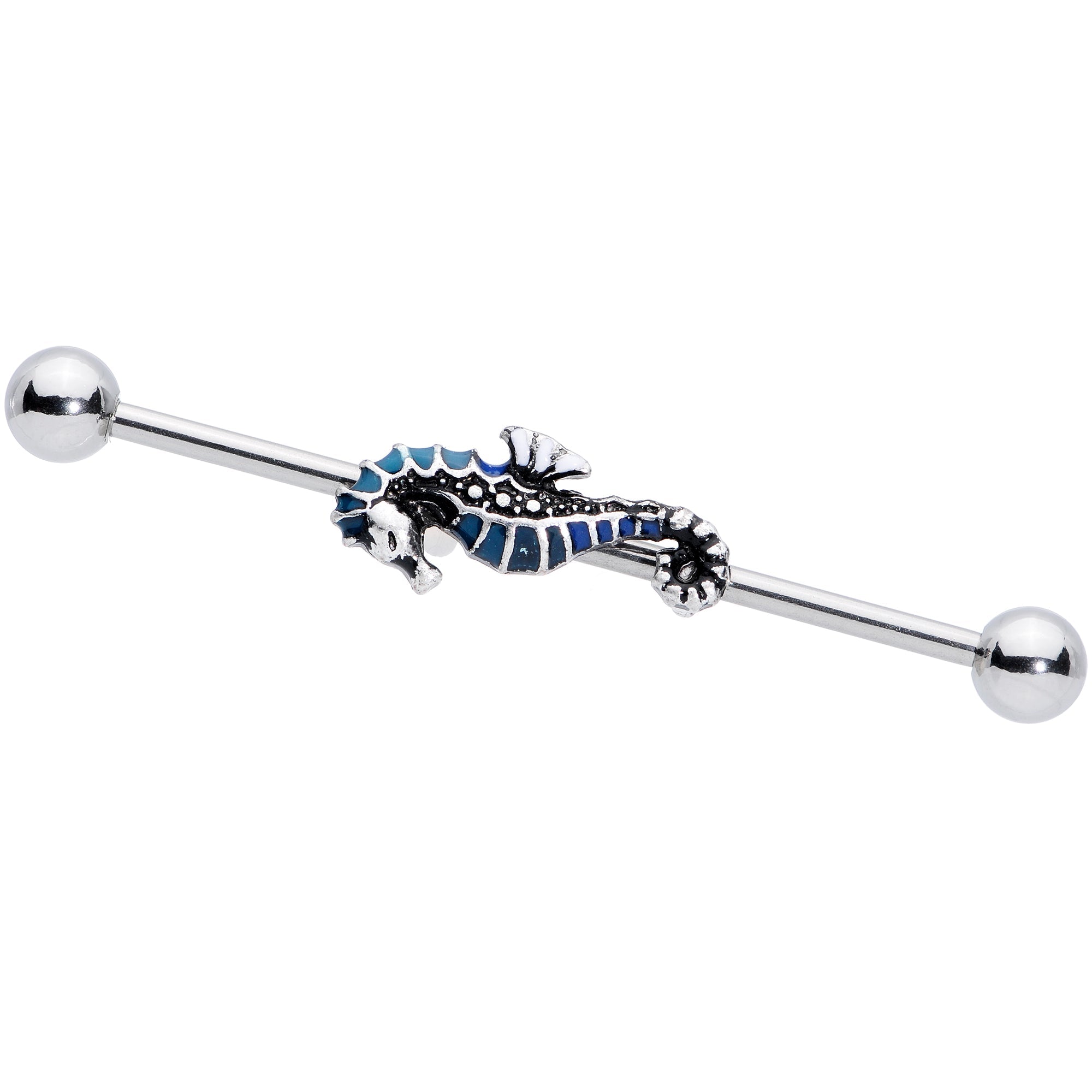 14G Nautical Seahorse Industrial Barbell 38mm