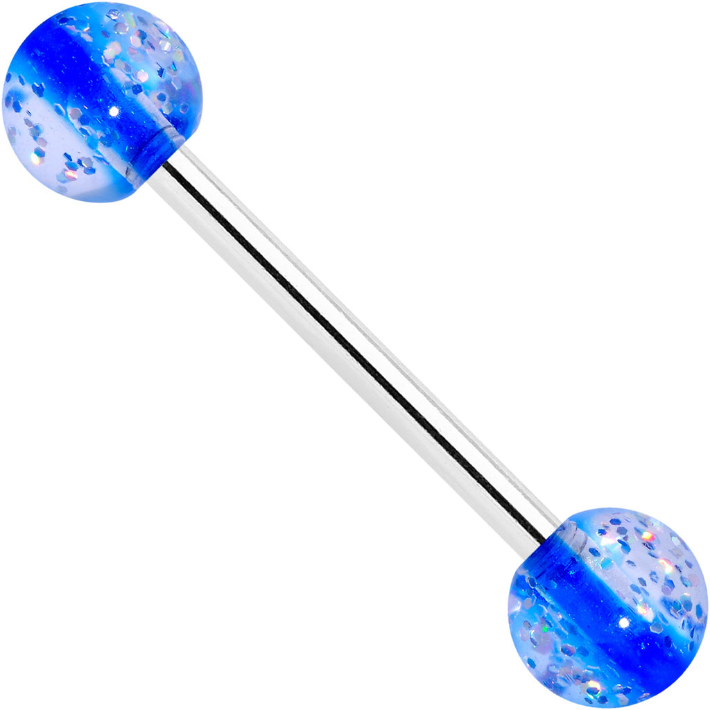 Blue Clear UV Glow Acrylic Ball Barbell Tongue Ring