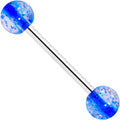 Blue Clear UV Glow Acrylic Ball Barbell Tongue Ring