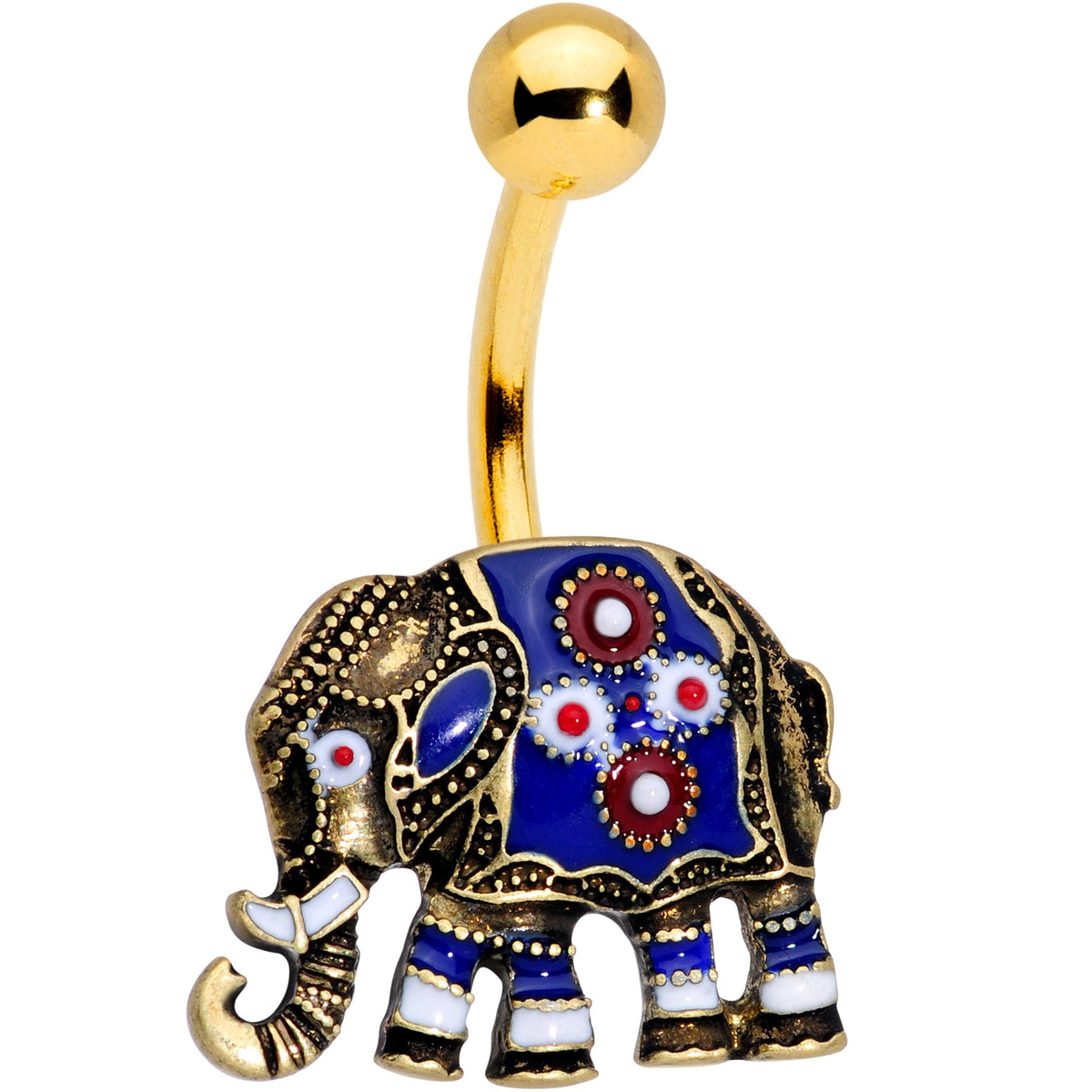 Gold Tone Rococo Elephant Belly Ring