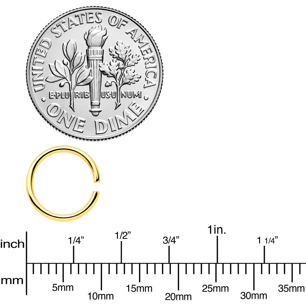 18G 5/16 Gold Tone Anodized Seamless Circular Ring Set of 12
