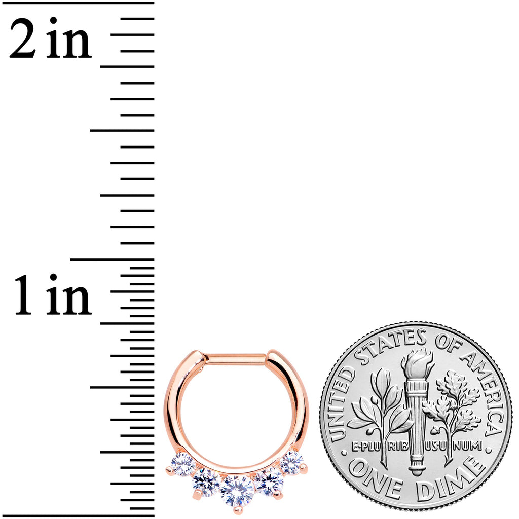 16G 1/4 Clear Gem Rose Gold IP Luxe Cartilage Clicker