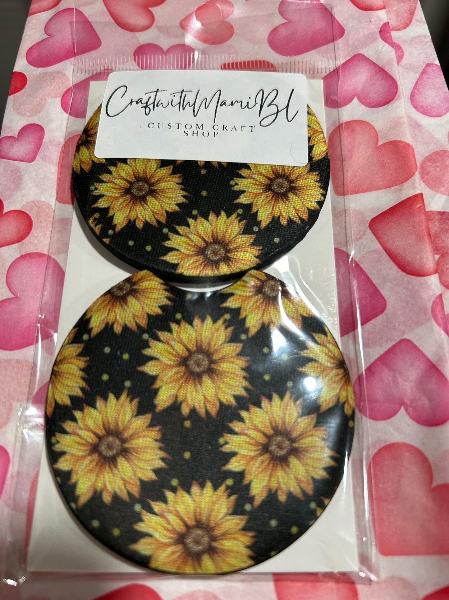 Cutesy Sunflower vibes Car Coasters