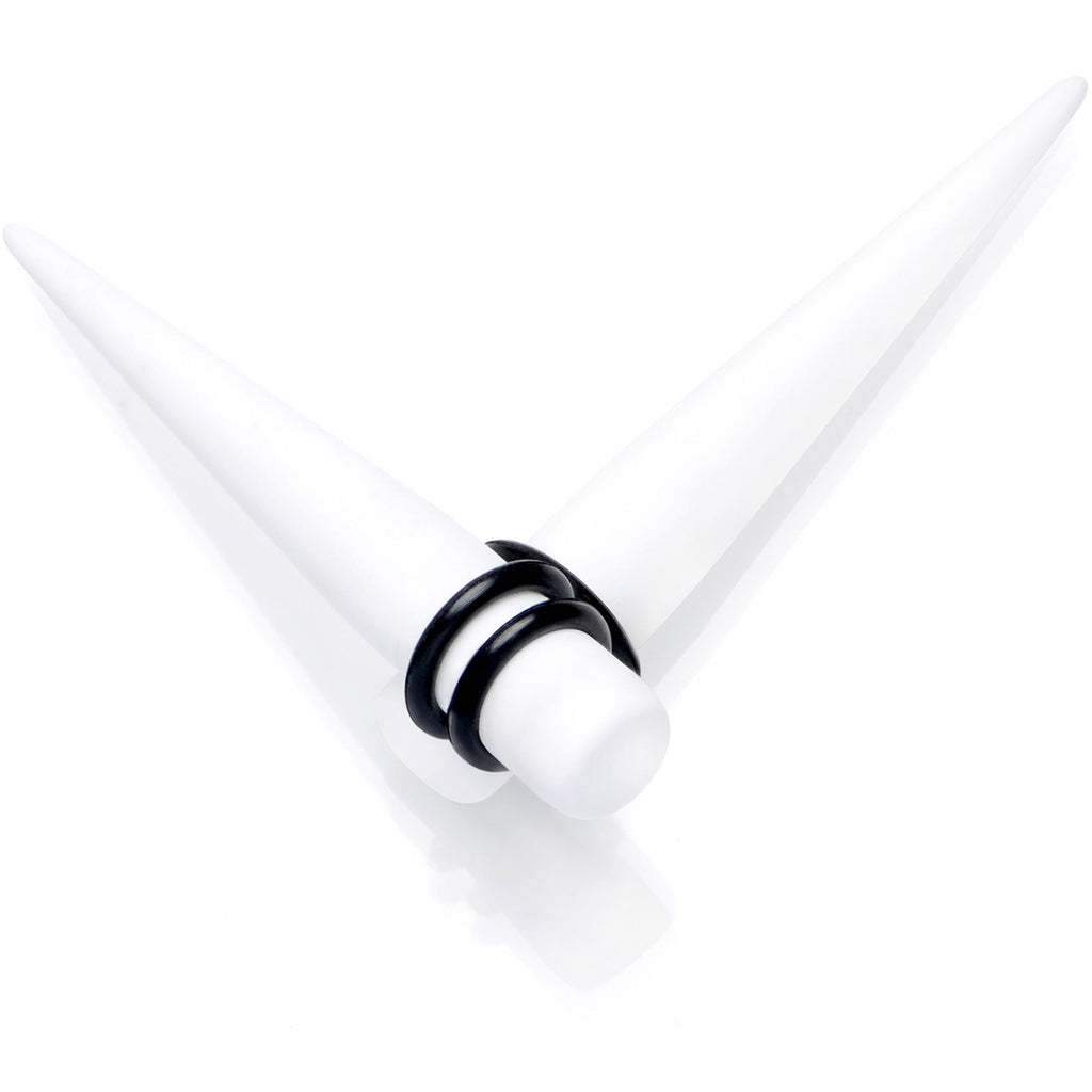 White Matte Acrylic Straight Taper Set 2G to 00G