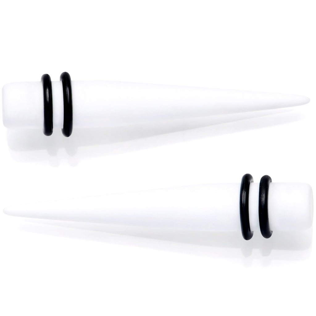 White Matte Acrylic Straight Taper Set 2G to 00G