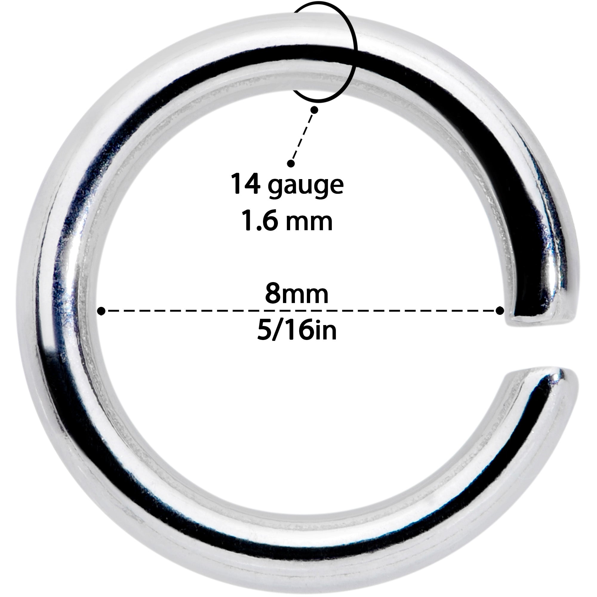 14G 5/16 Seamless Cartilage Ring Set of 12