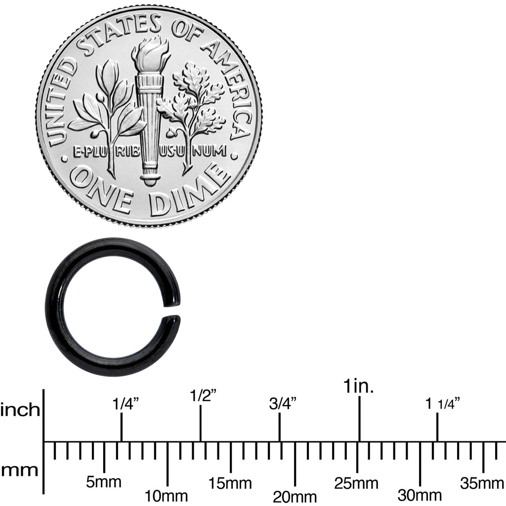 14G 5/16 Black Anodized Seamless Cartilage Ring Set of 12