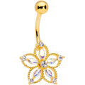 Aurora CZ Gem Gold Tone Airy Flower Belly Ring
