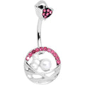 Pink Gem Chick Basket of Eggs Belly Ring