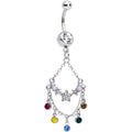 Multicolor Gem Star Chandelier Dangle Belly Ring