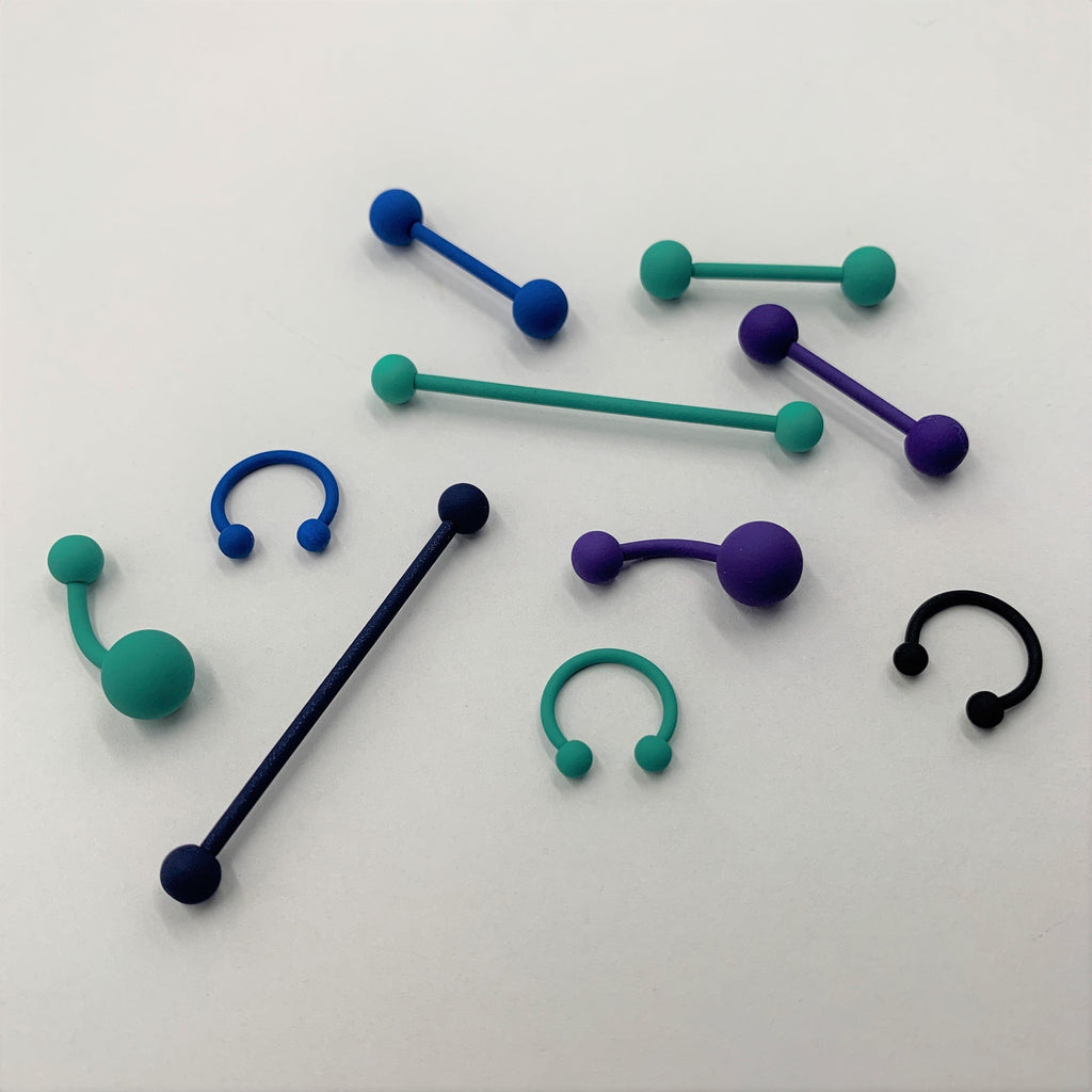 14G Natty Navy Blue Matte Industrial Barbell 38mm