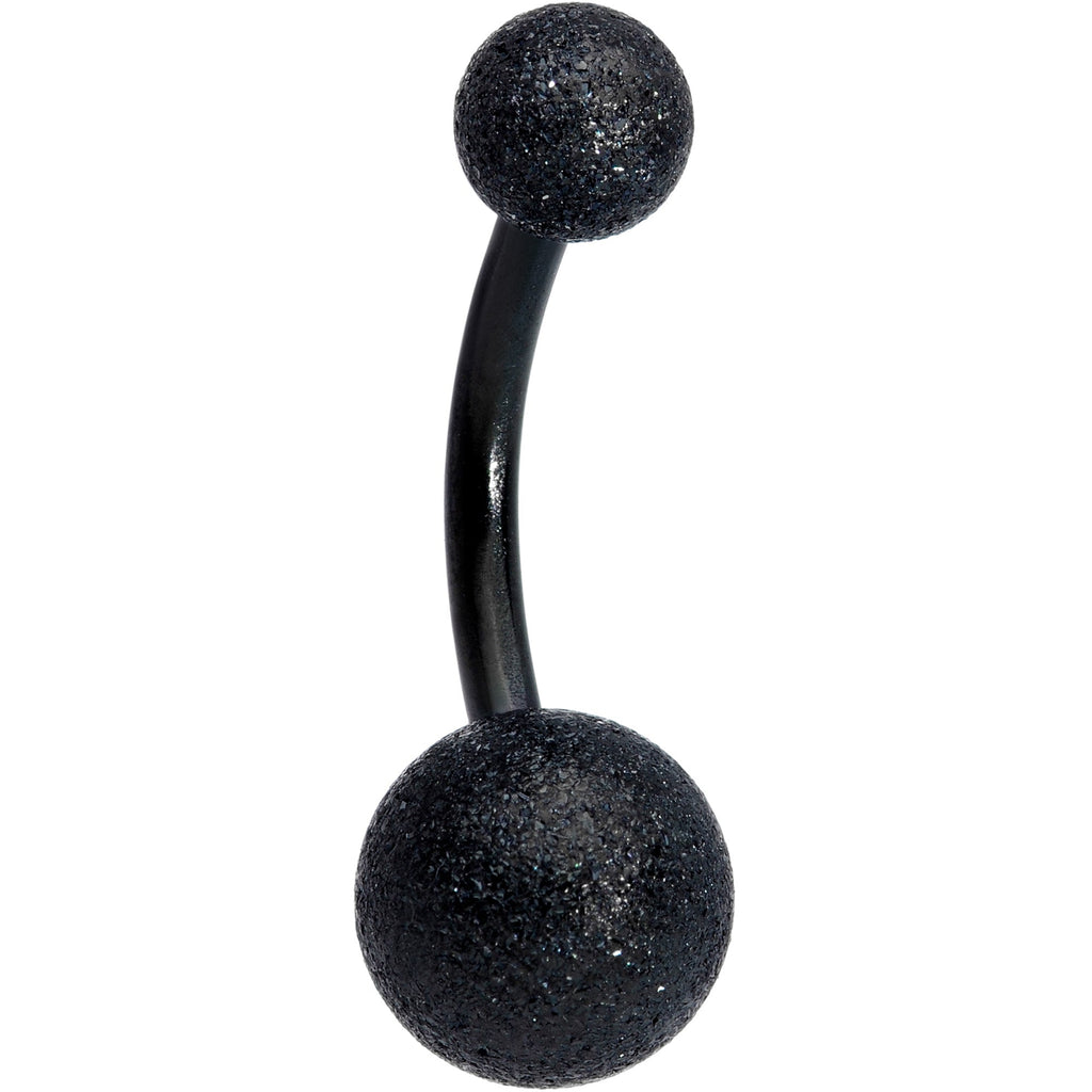 Clear Gem Black Sandblasted Spiral Circle Belly Ring Set of 3