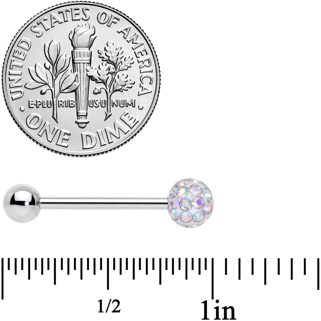 Aurora Gem Disco Ball Internally Threaded Barbell Tongue Ring