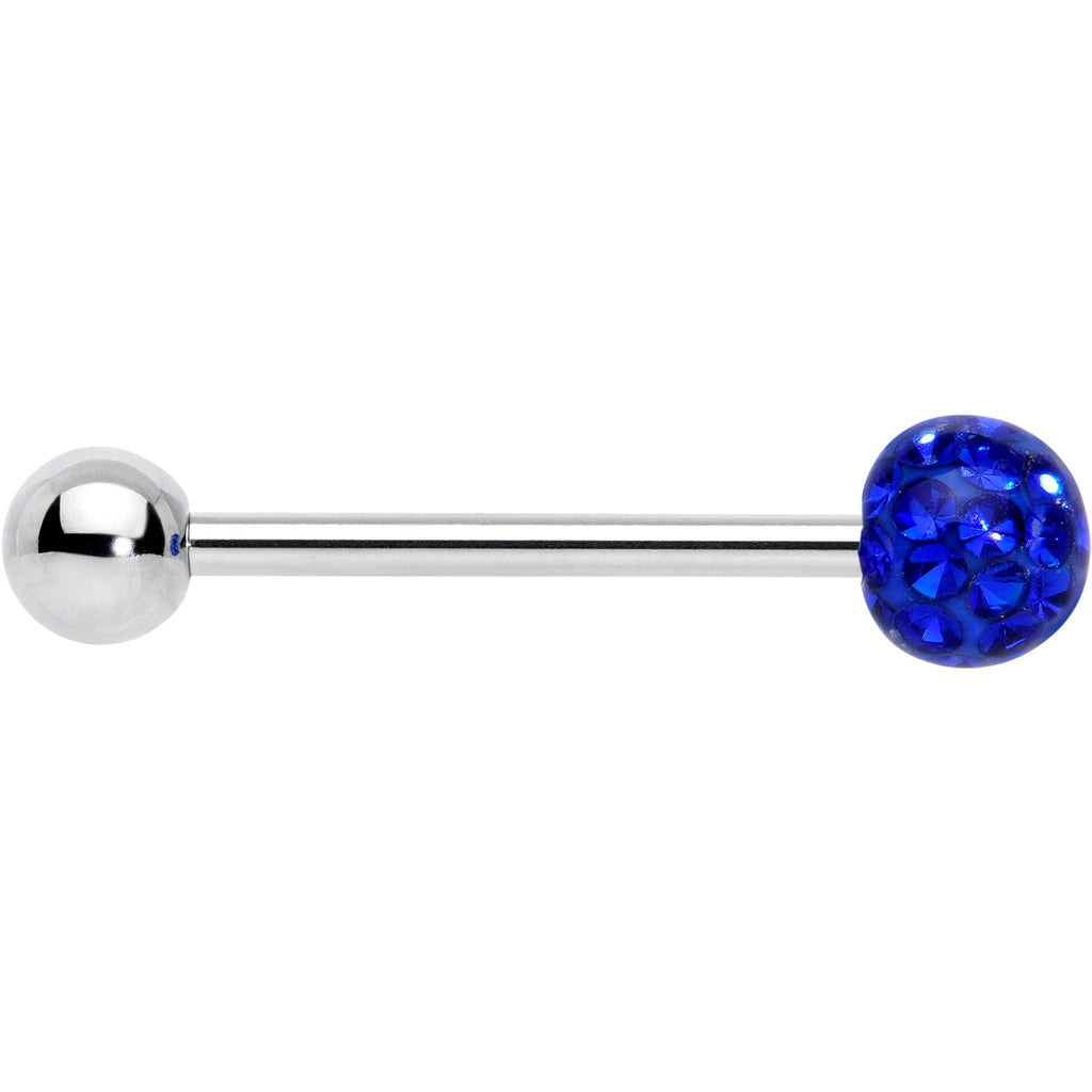 Royal Blue Gem Disco Ball Internally Threaded Barbell Tongue Ring