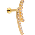 16G 1/4 Clear CZ Gem Gold Tone Curve Internally Threaded Labret