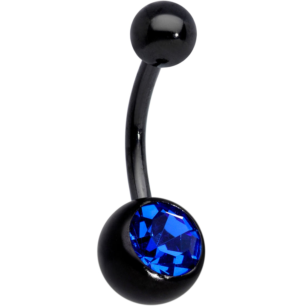 Clear Blue Gem Black Star Moon Twister Dangle Belly Ring Set of 3