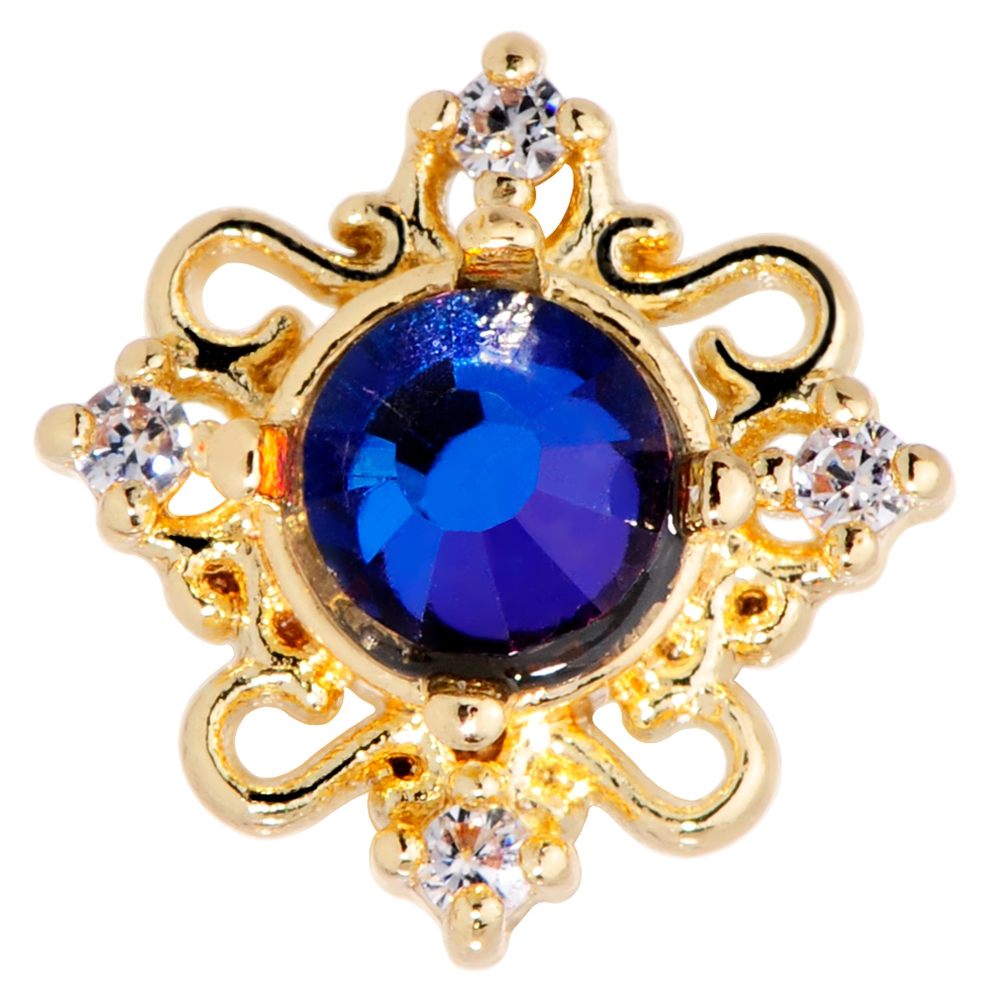 16G 5/16 Purple Tourmaline Gold Tone Filigree Labret Tragus