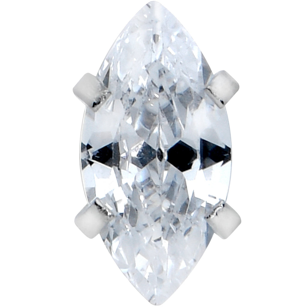 Clear CZ Gem Oval Top Barbell Tongue Ring