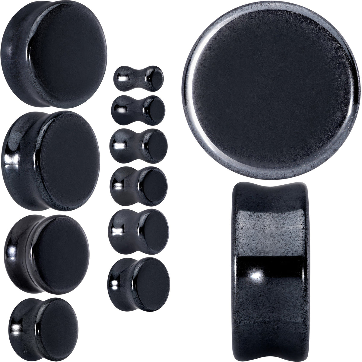 Natural Black Hematite Stone Saddle Plug Set