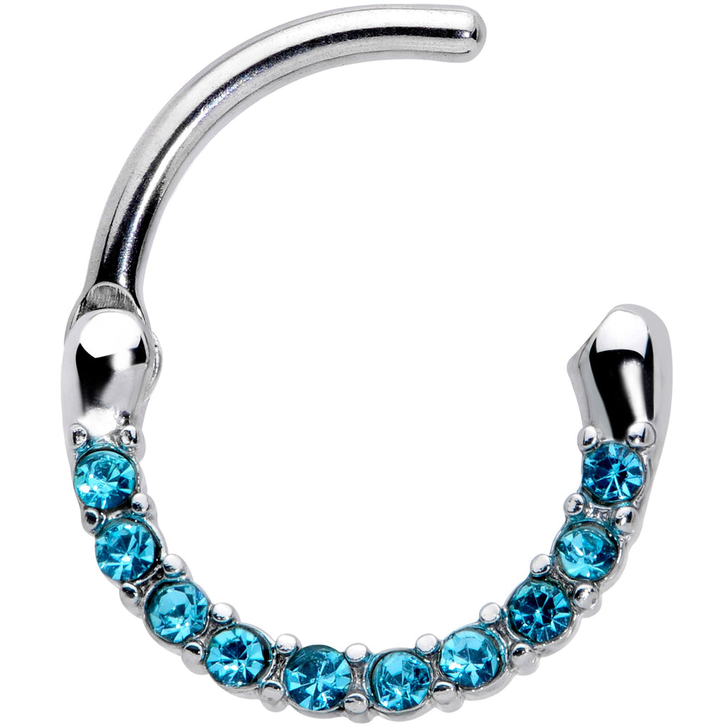 16G 5/16 Aqua Gem Paved Cartilage Clicker