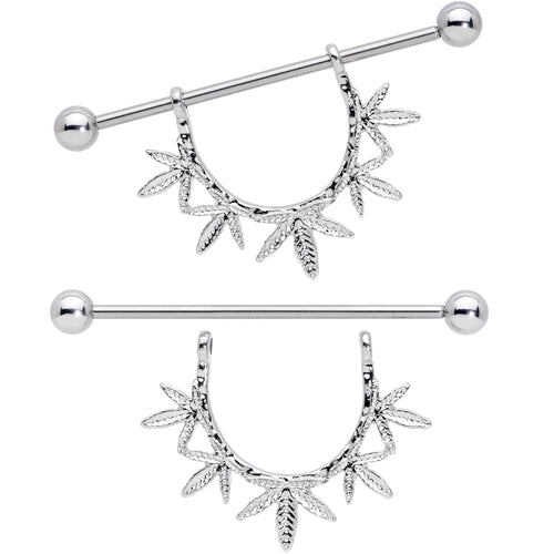 14G 5/8 Garland Pot Leaf Dangle Nipple Shield Set