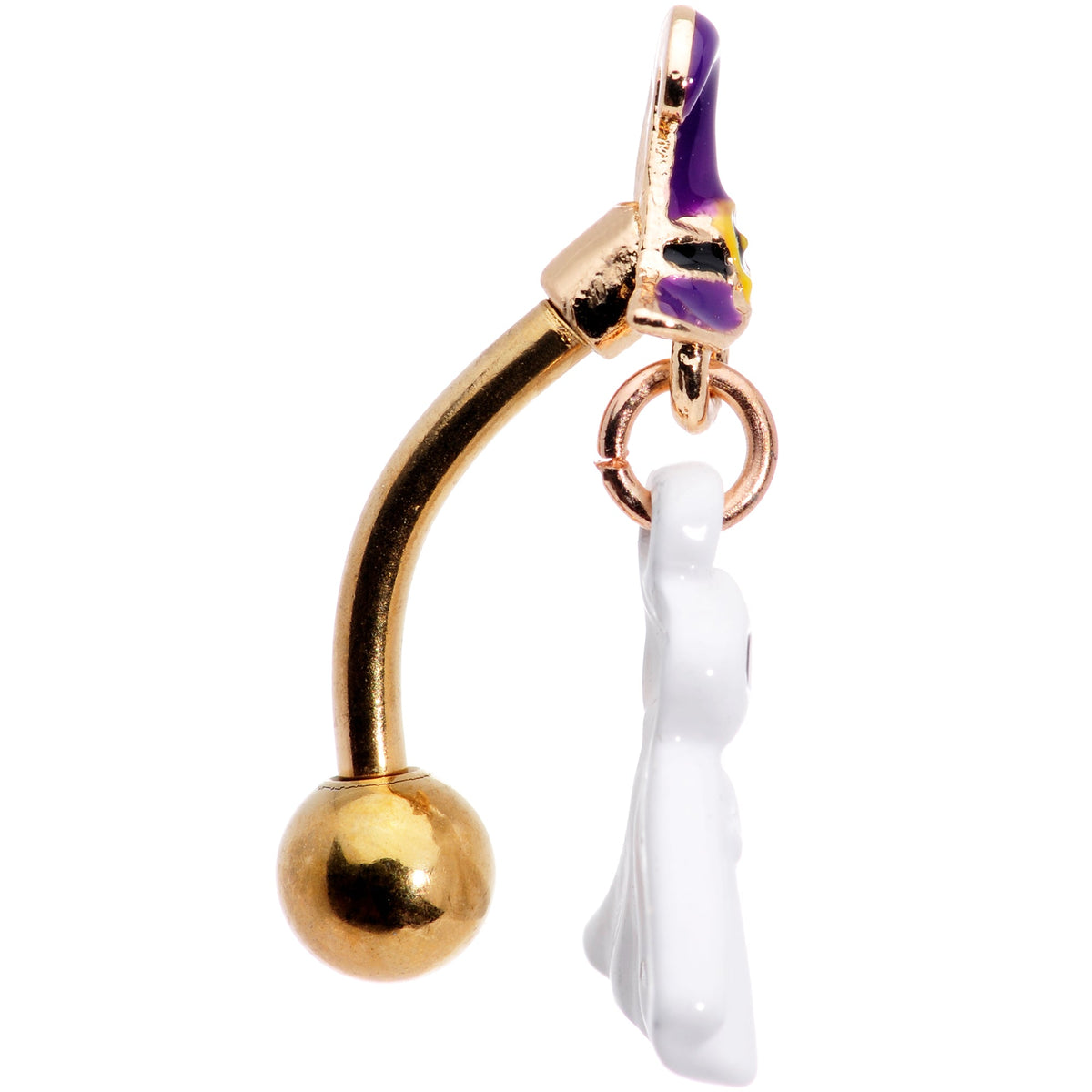 Gold Tone Ghost Witch Halloween Top Mount Dangle Belly Ring