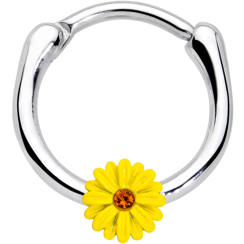 16G 3/8 Yellow Gem Yellow Sunflower Cartilage Clicker