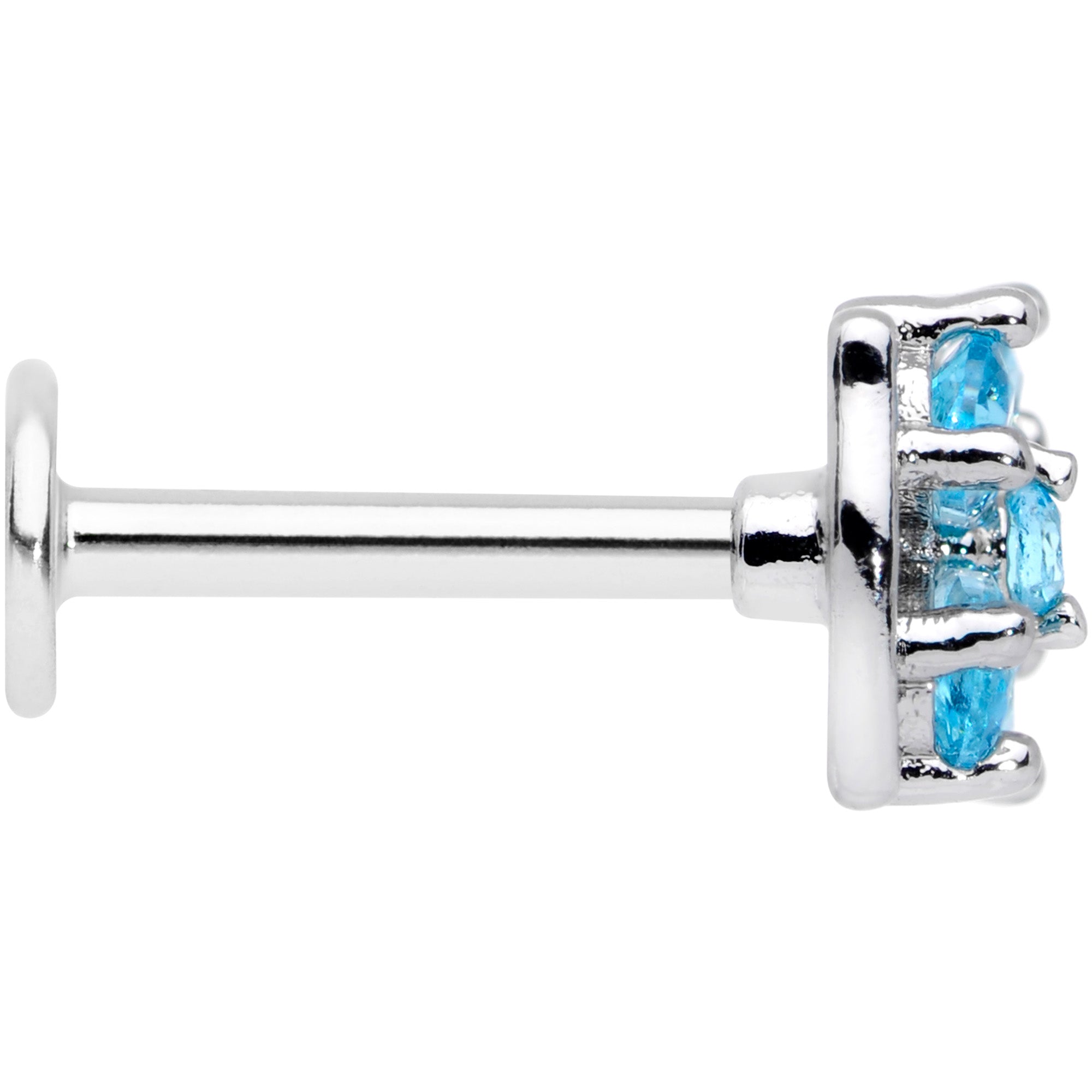 16G 5/16 Aqua CZ Gem Beauty Bow Labret Monroe Tragus